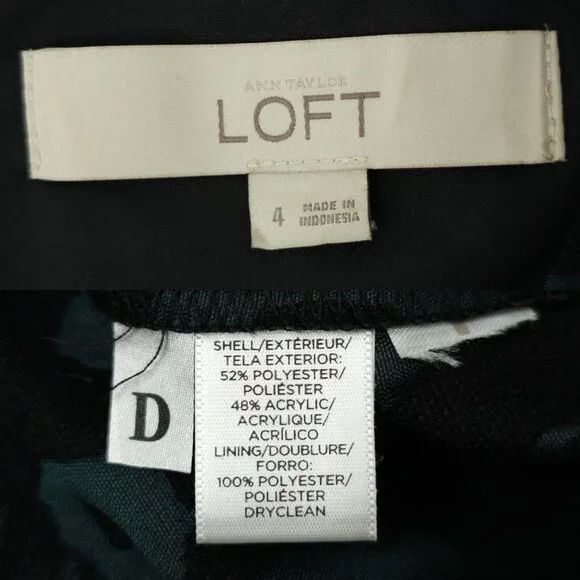Ann Taylor Loft Leopard Print Jacquard Fit & Flare Dress Womens 4 Black Green - Picture 8 of 16